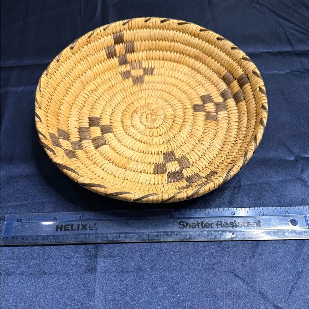 Vintage Native American Woven Basket Shallow Bowl Tray Handmade